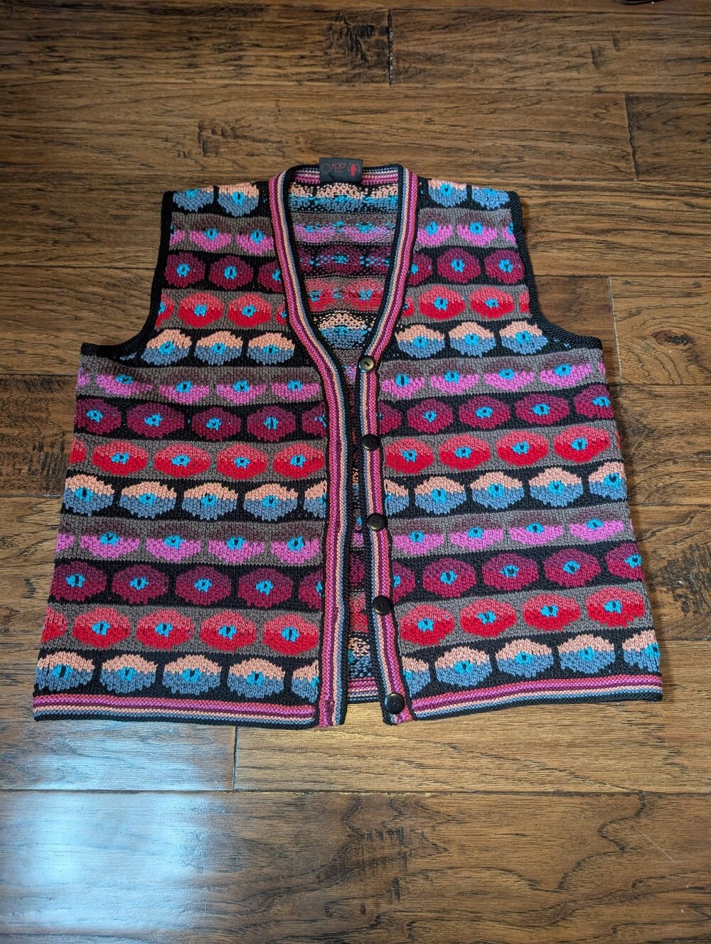 Minkha Vintage Cotton Hand Knit Sweater Vest Made in Bolivia Size Medium